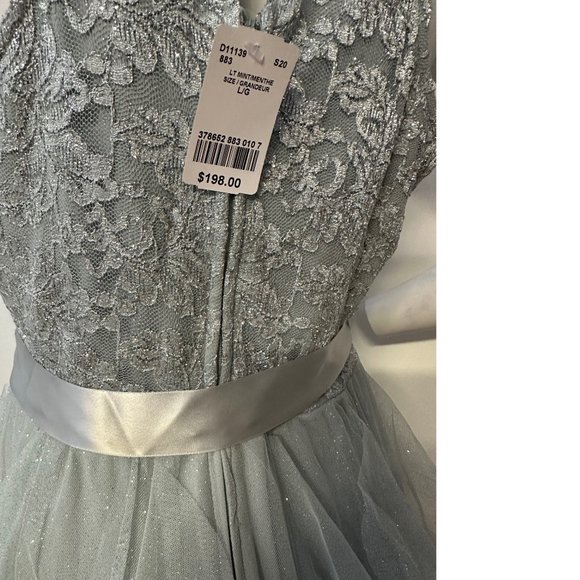 Le Chateau lace sequin tulle mesh sparkly dress mint green seafoam prom NWT - Picture 5 of 6